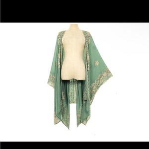 Embroidered Sage Green Kimono Wrap
